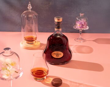 A bottle of Hennessy XO Cognac.