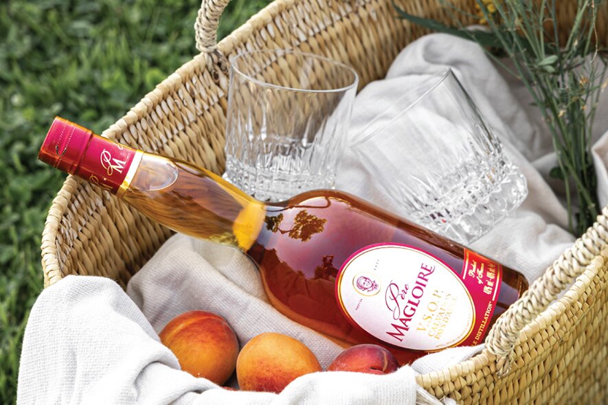 A bottle of Pere Magloire Calvados