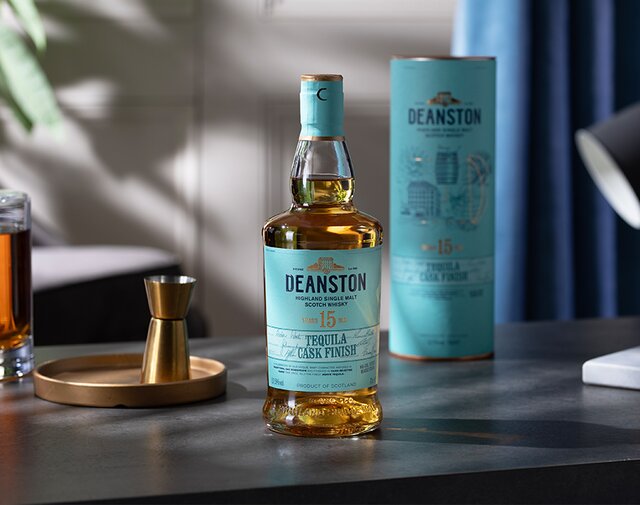 A bottle of Deanston 15 Year old tequila cask finish