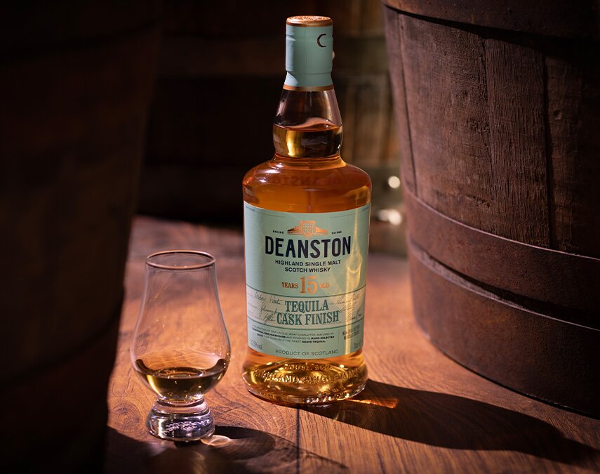 A bottle of Deanston 15 Year Old Tequila Cask Finish.