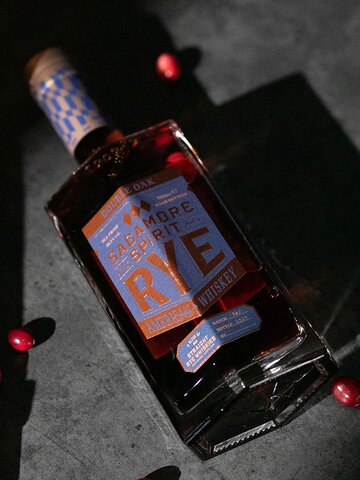 A bottle of Sagamore oak rye whiskey
