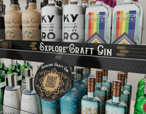 Explore Craft Gin point of sale signage at Sainsbury's supermarket.
