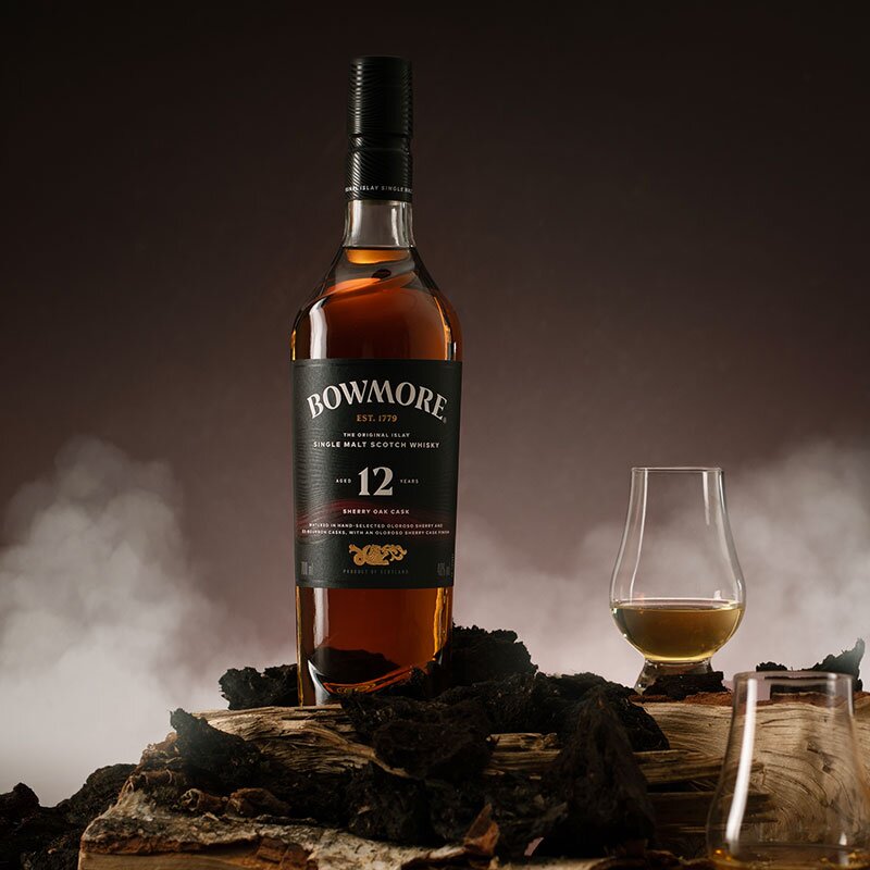 A bottle of Bowmore 12 Year Old Sherry Oak.