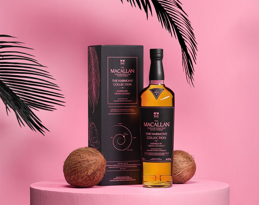 A bottle of The Macallan Harmony Collection Inspired by Coconut