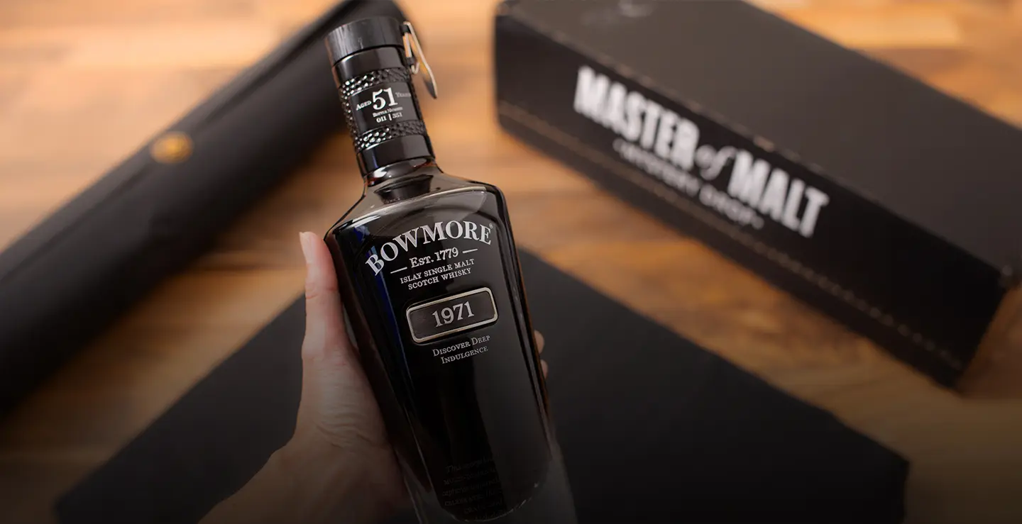 A bottle of Bowmore 51 year old. 