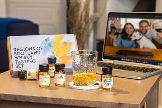 Regions of Scotland Whisky Tasting Set with drams and a glass.