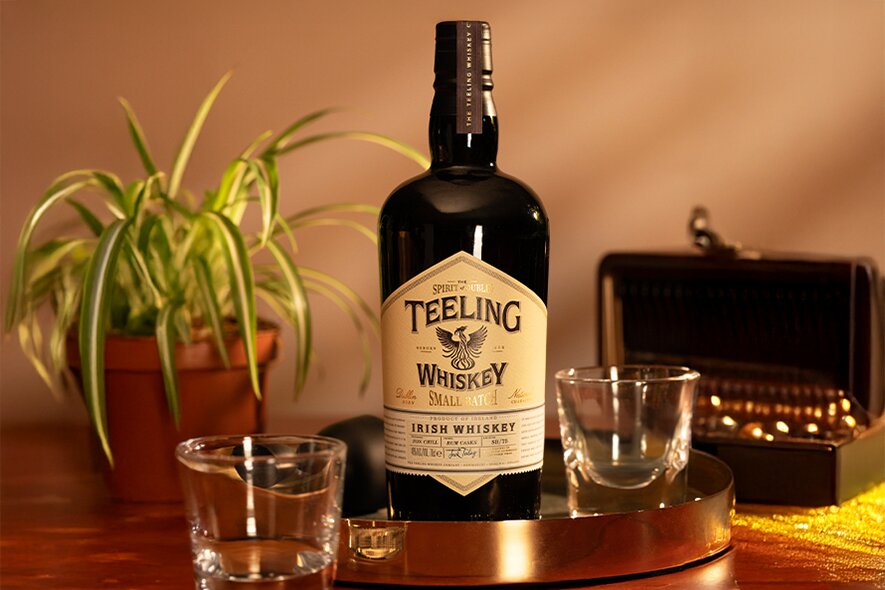 A bottle of Teeling Small Batch Irish Whiskey.
