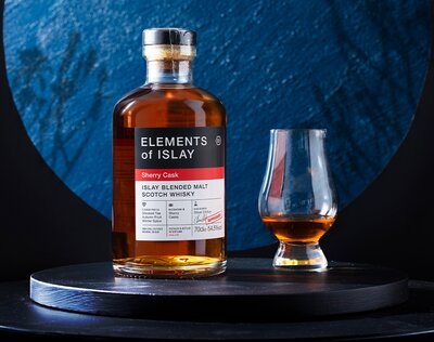 A bottle of Sherry Cask - Elements of Islay Whisky.