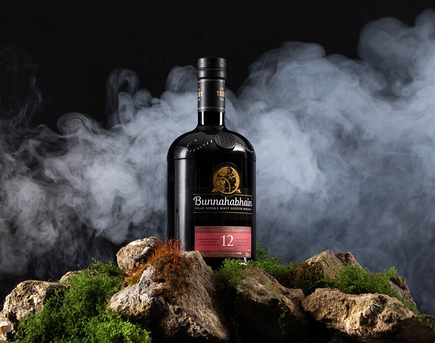 A bottle of Bunnahabhain 12 Year Old.