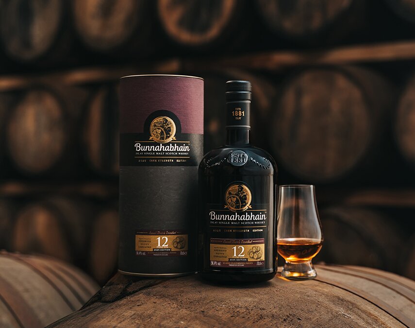 A bottle of Bunnahabhain 12 Year Old Cask Strength - 2025 Edition.
