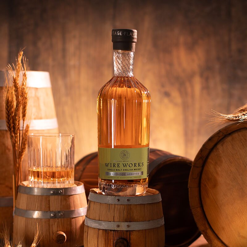 A bottle of Wire Works Calvados Arrivée