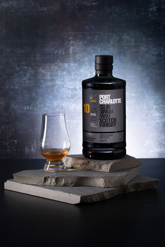 Royal Brackla 12 Year Old whisky bottle  with tasting glass