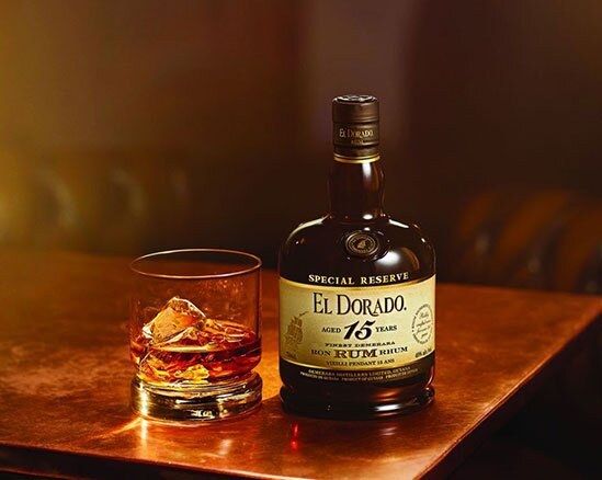 A bottle of El Dorado 15 Year Old Rum