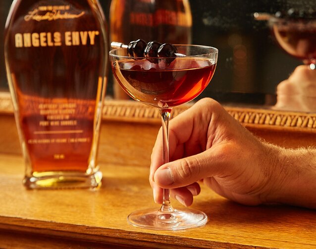 A Manhattan cocktail made with Angel's Envy.