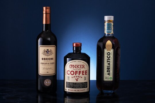 3 Bottles of Liqueurs including Adriatico, Conker, and Cocchi