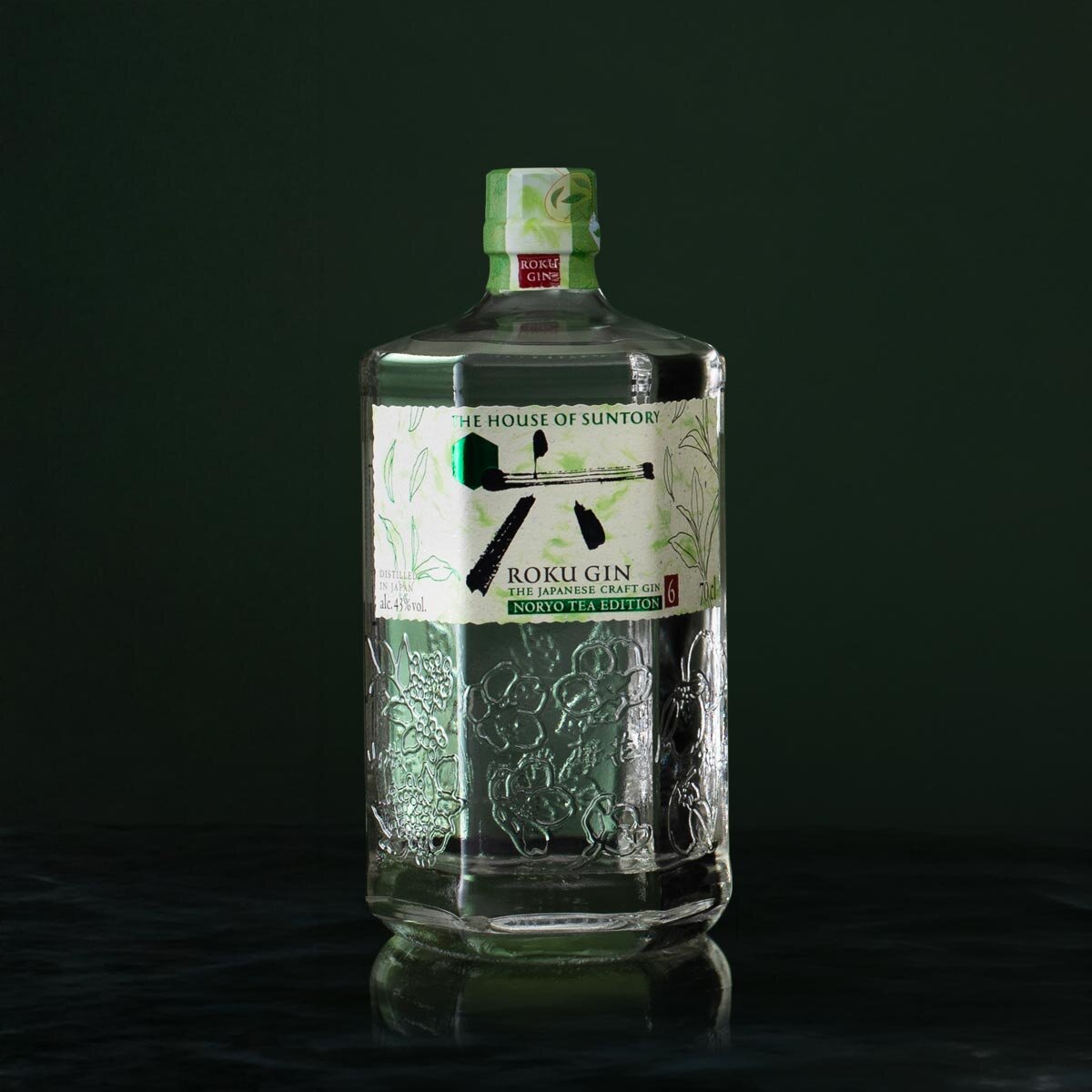 A bottle of Roku Noryo Tea Gin