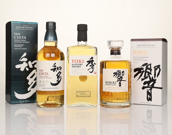 A bottle of The Chita, Toki and Hibiki harmon