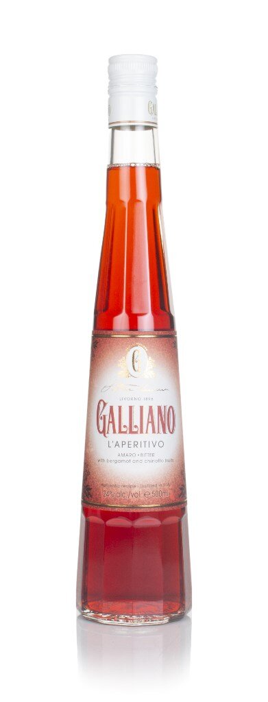 Galliano Apertivo bottle with two branded glasses