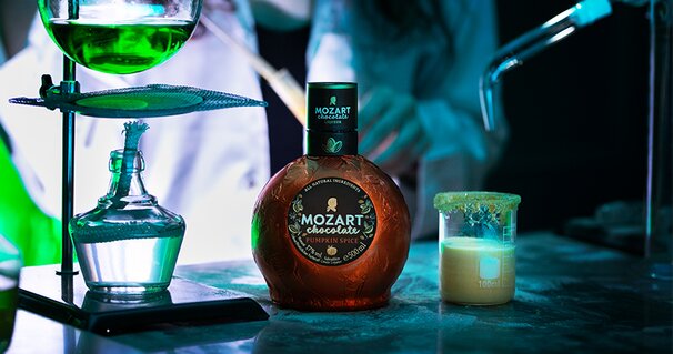 A bottle of Mozart Pumpkin Spice.