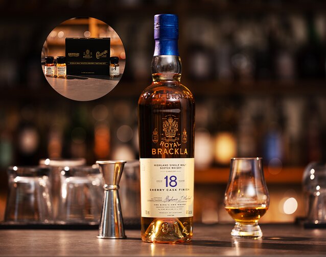 A bottle of Royal Brackla 18 Year Old Palo Cortado Sherry Cask Finish.