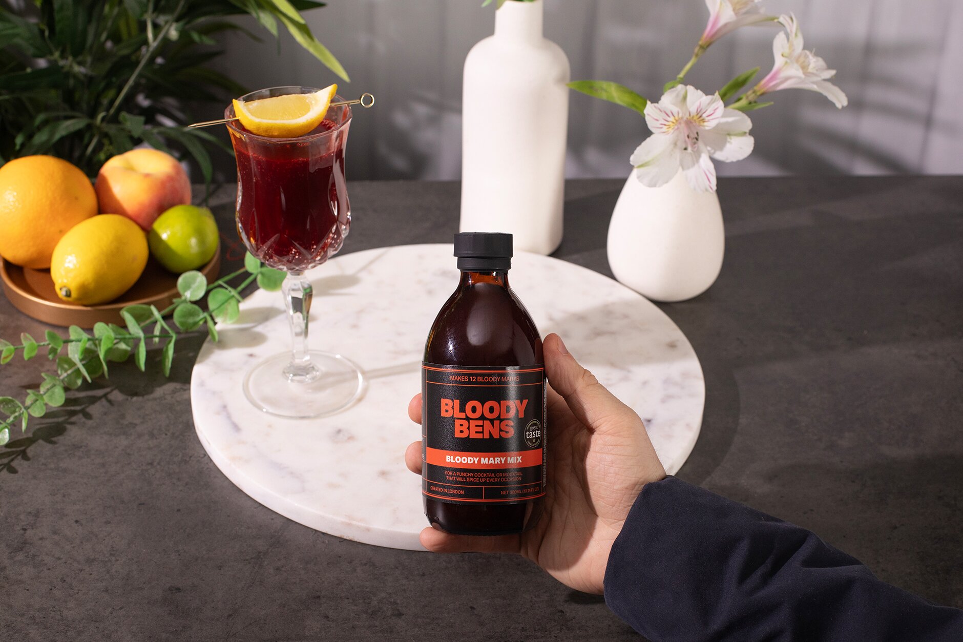 A bottle of Bloody Bens Bloody Mary Mix