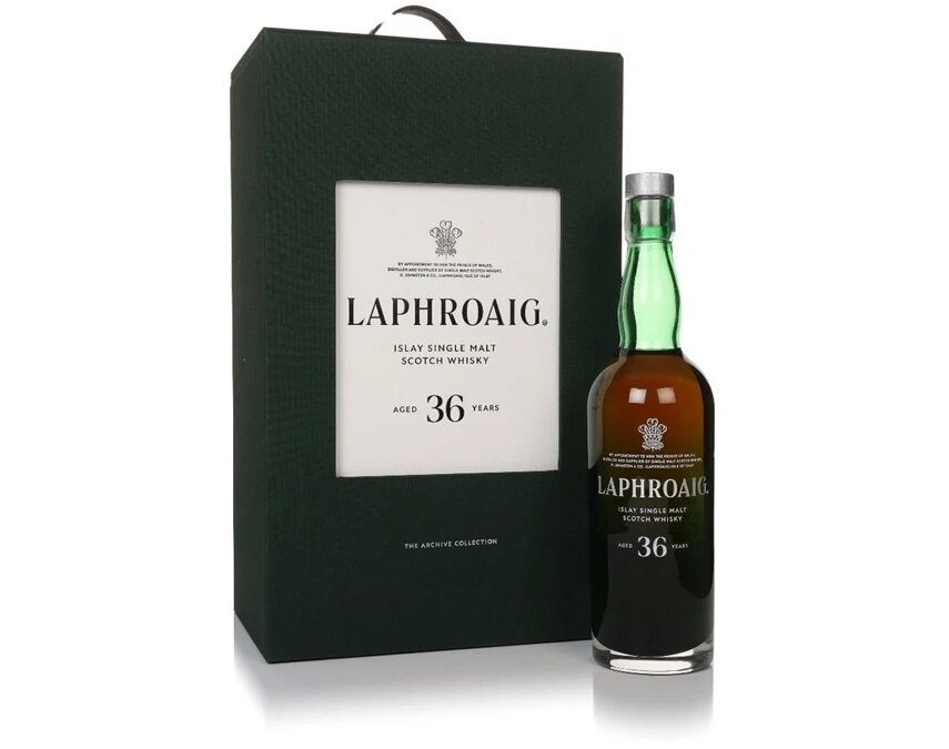 A bottle of Laphroaig 36 Year Old The Archive Collection