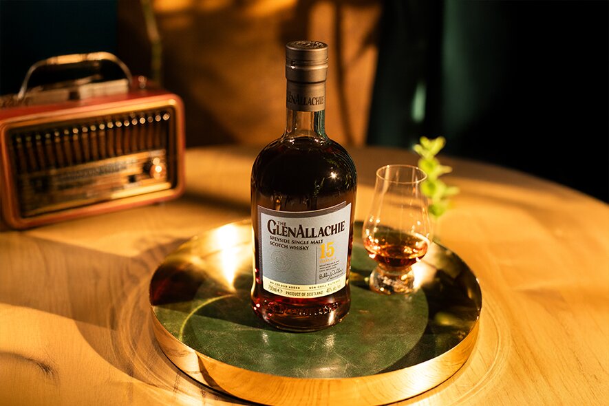 A bottle of GlenAllachie 5 year old whiskt.