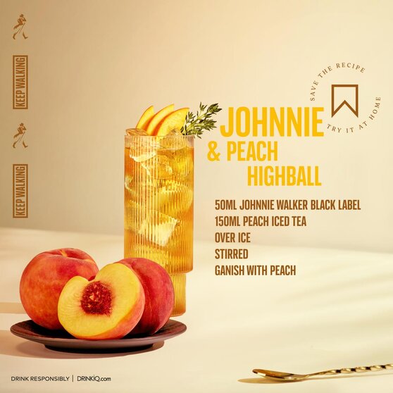 Johnnie & peach highball cocktail