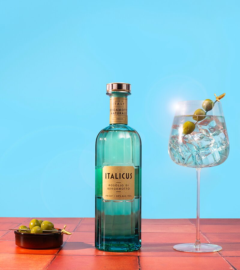 A bottle of Italicus Rosolio di Bergamotto