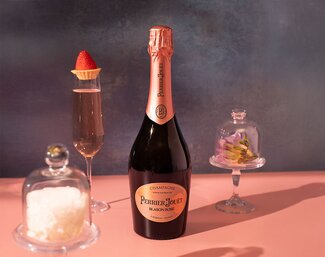 A bottle of Perrier-Jouët Blanc de Blancs Formafantasma.