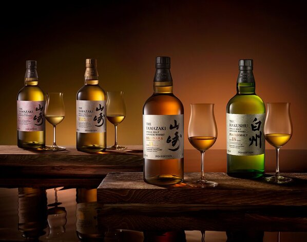 Yamazaki Golden Promise, Yamazaki Islay Peated Malt, Yamazaki 18 Year Old Mizunara (2024 Tsukuriwake Edition) and Hakushu 18 Year Old Peated Malt (2024 Tsukuriwake Edition)
