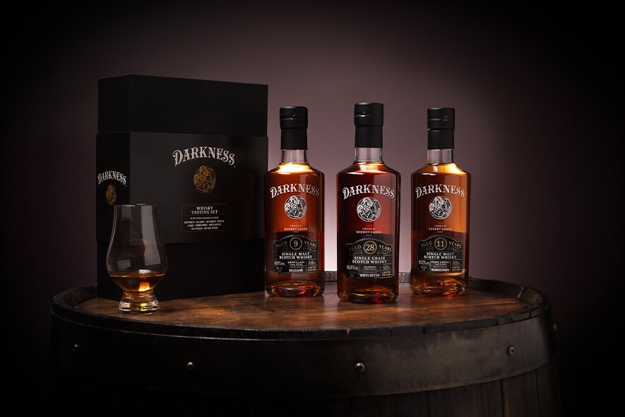 Bottles of Darkness Limited Edition whisky.