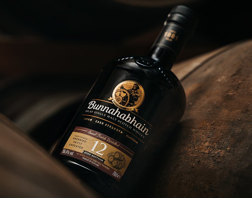 A bottle of Bunnahabhain 12 Year Old Cask Strength - 2025 Edition.
