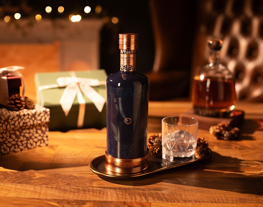 A bottle of Silent Pool Black Juniper Gin.