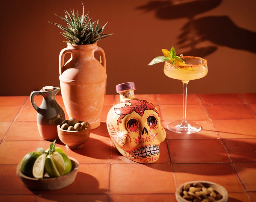 A bottle of Kah Reposado Tequila.