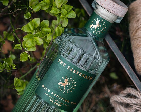 A bottle of The Sassenach Wild Scottish Gin
