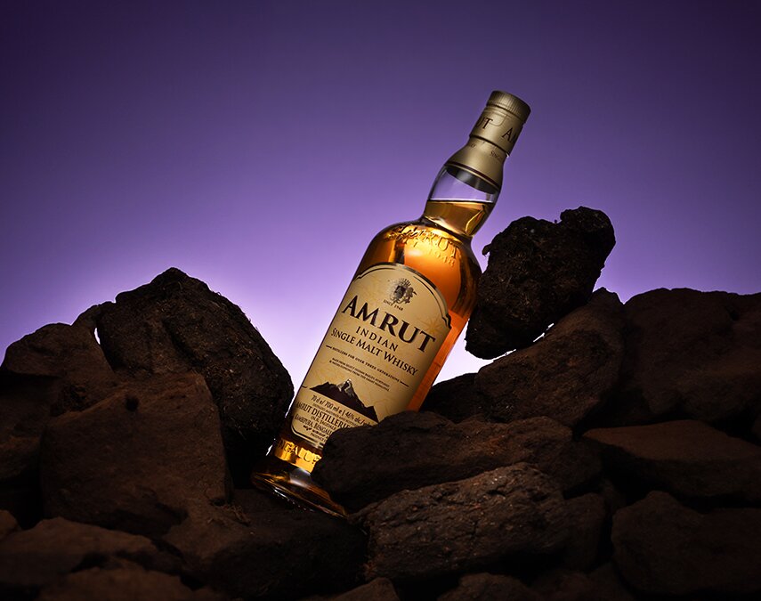 A bottle of Amrut Single Malt Whisky