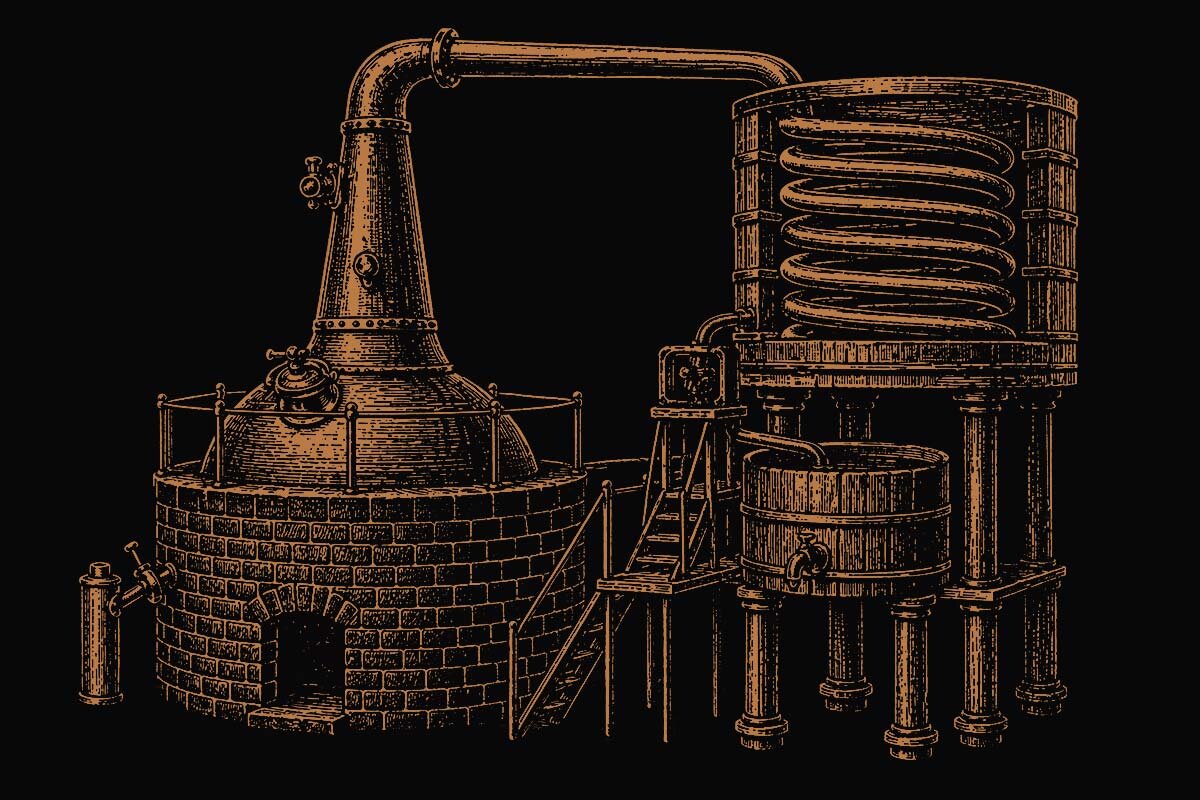 Worm tub distillation