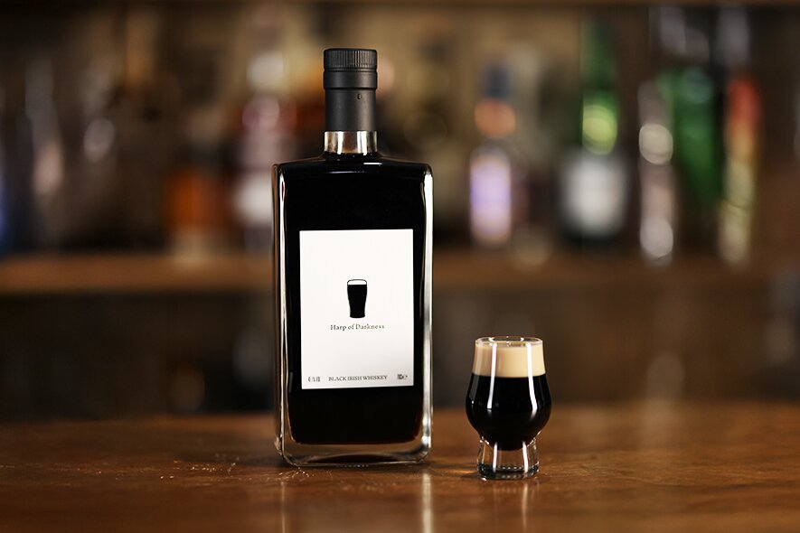A bottle of Harp of Darkness, a pint of stout and a shot. 