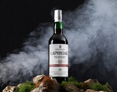 A bottle of Laphroaig 10 Year Old Sherry Oak Finish.