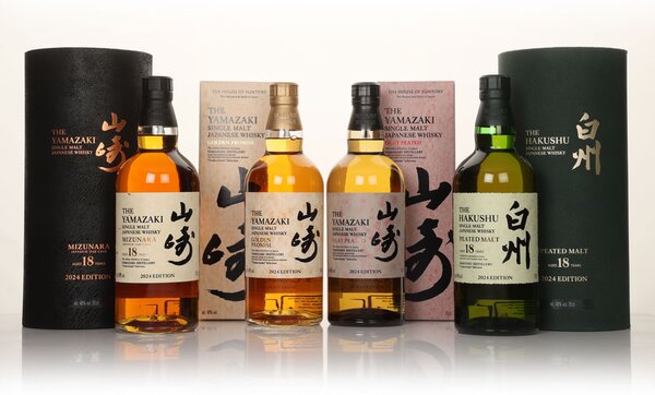 Yamazaki Golden Promise, Yamazaki Islay Peated Malt, Yamazaki 18 Year Old Mizunara (2024 Tsukuriwake Edition) and Hakushu 18 Year Old Peated Malt (2024 Tsukuriwake Edition)