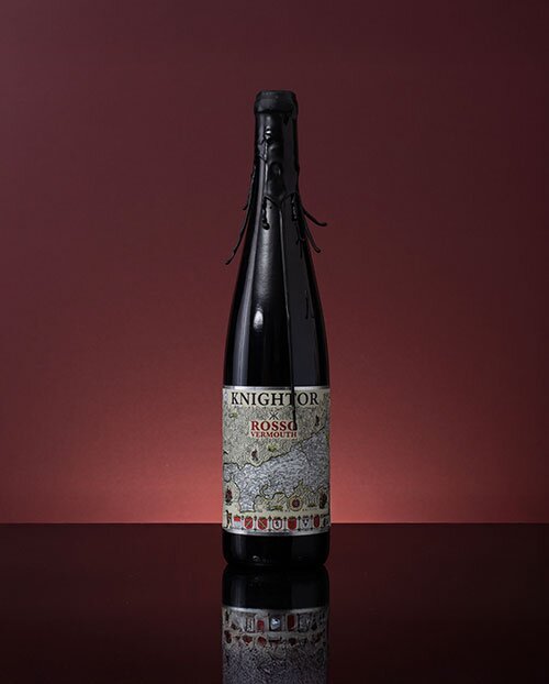 A bottle of Knightor Rosso Vermouth
