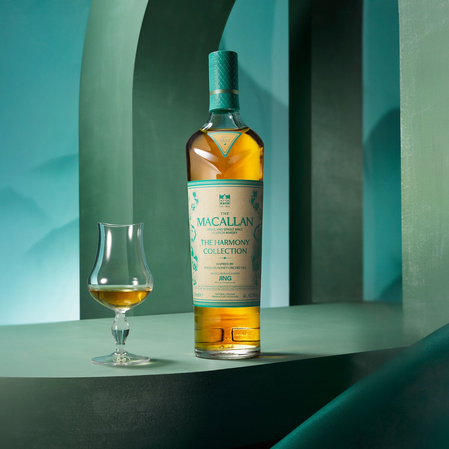 A bottle of The Macallan Harmony Collection 5: Phoenix Honey Orchid Tea