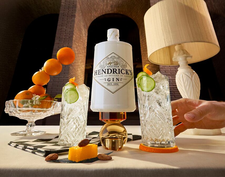 A bottle of Another Hendrick's gin and G&T serves.