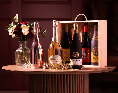 Bottles of luxury wine and Champagne
