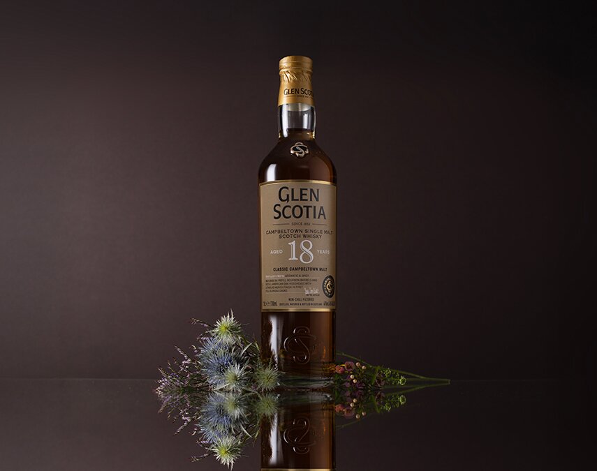 A bottle of Glen Scotia 18 Year Old Whisky.