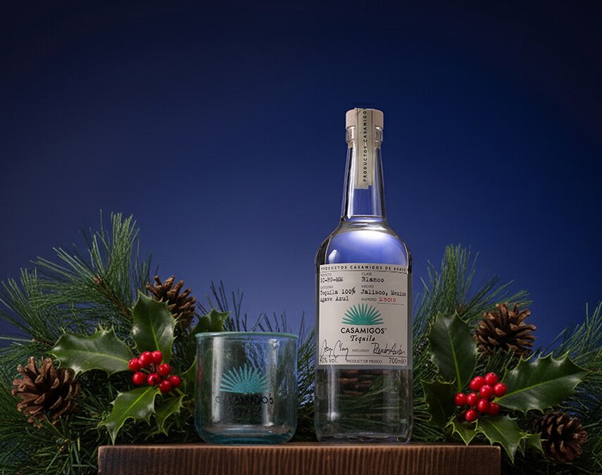 A bottle of Casamigos Blanco Tequila