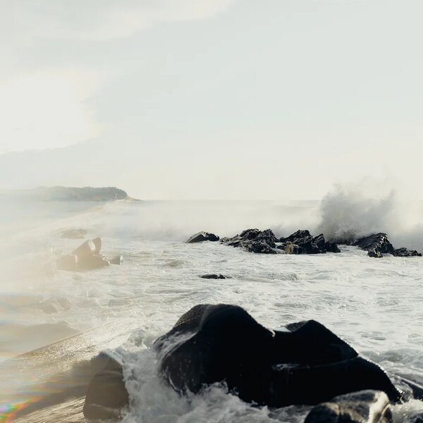 Waves crashing against the rocks