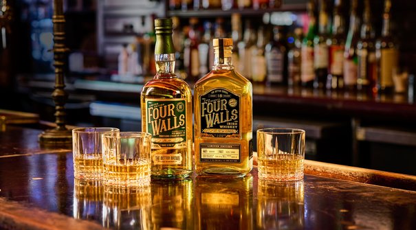 2 Bottles of Four Walls, with 3 glasses.