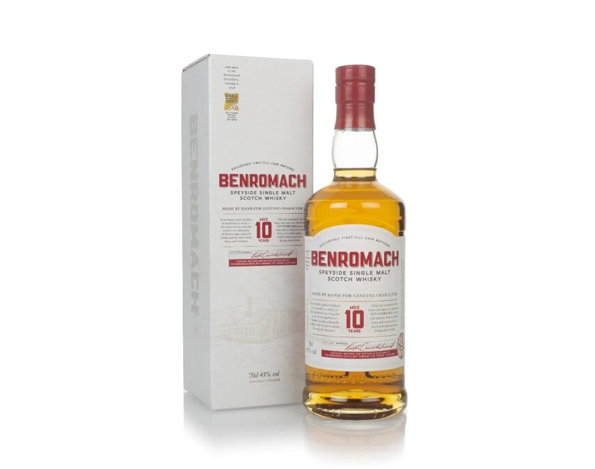 A bottle of Benromach 10 Year Old